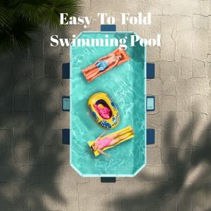 Piscina plegable, piscina grande al aire libre no inflable para niños y adultos, piscina familiar de PVC antideslizante, fiesta acuática de verano para exteriores, jardín, patio trasero (pequeña)