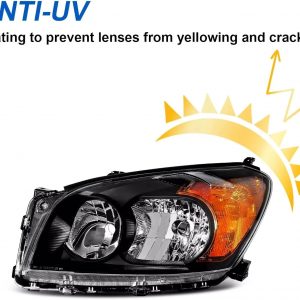 Conjunto de faros delanteros de repuesto para 2009 2010 2011 2012 Toyota Rav4, lámparas de proyector, par de faros delanteros para lado del conductor y del pasajero (negro)