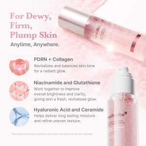 medicube Pink PDRN - Suero de colágeno Glow Jelly Mist | Suero de niebla de doble textura con niacinamida, glutatión, ceramida y ácido hialurónico | Ligero para hidratación profunda, luminosidad y