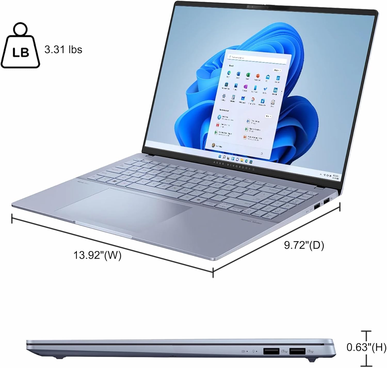 ASUS Vivobook S16 AI PC Laptop 16" 2.8k OLED 120Hz (600nits HDR, 100% DCI-P3) Intel 16-core Ultra 9 285H 32GB DDR5 1TB SSD Backlit for Creator Business Professional Work Win11Pro ICP Hub