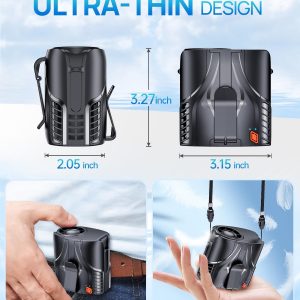 Portable Personal Waist Fan& Neck Fan, 14000RPM Brushless Motor, 40H Runtime Rechargeable, 6-Speed Quiet Operation, Clip-On Personal Body Cooling for Camping/Worksites/Outdoor