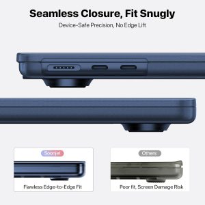 Compatible with MacBook Air 13 inch Case M5 M4 M3 M2 2026-2022, Release Model A3240 A3113 A2681, [100% Match Official Color]Protective Hard Shell Laptop Cover for MacBook Air 13.6 inch– Midnight Clear