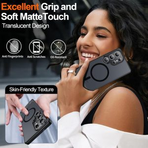 Magnetic for Samsung Galaxy S24 Ultra Case[Compatible with MagSafe][Built-in Invisible Kickstand][Military Grade Shockproof]Slim Translucent Matte Phone Case for Samsung Galaxy S24 Ultra 6.8"