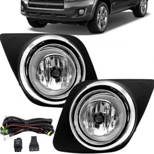 Fog Lights Compatible With 2009-2012 RAV4 Front Bumper Lights Assembly with H11 12V 55W Halogens Bulbs Bezels Harness Switch Kit 1 Pair of Fog Lights