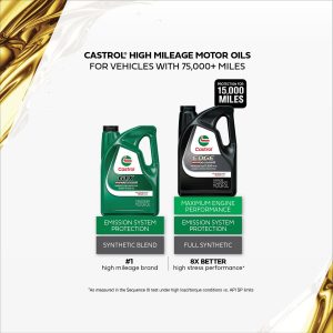 Castrol EDGE High Mileage 5W-30 Aceite de motor sintético avanzado completo, 5 cuartos de galón