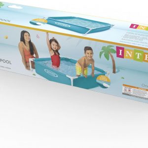 Intex - Piscina infantil miniatura de vinilo duradero de 4 pies x 12 pulgadas, piscina sobre el suelo para niños y enseñanza para bebés de 3 años en adelante, color azul