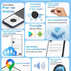 Air Tags for Android,Air Tags-1 Pack Android,Air Tracker Tags with 1 Case,2 Year Battery Life,Google Find Trackers for Google'S Find Hub App,IP65 Waterproof Luggage Tracker Tags for Keys