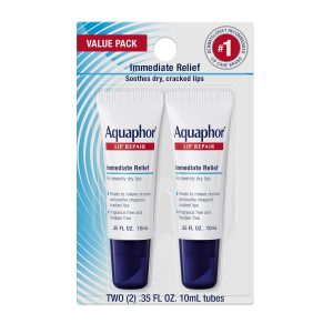 Aquaphor Ungueento para reparación de labios, paquete de bálsamo labial hidratante, alivia la sequedad, tubo de 0.35, paquete de 2