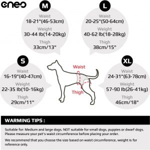 Arnés de elevación Cneo para perros, cabestrillo para perros medianos y grandes, arnés ajustable para perros para patas traseras, arnés para mascotas con diseño cómodo y acolchado para perros ancianos