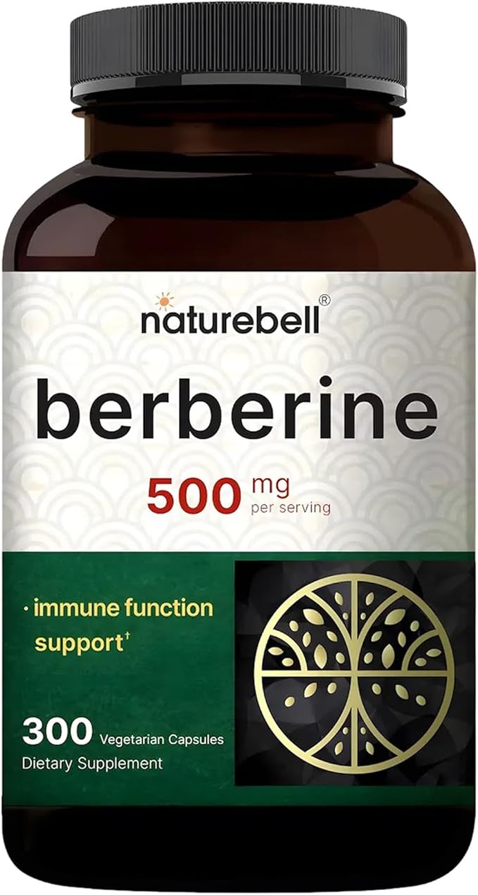 Suplemento de Berberina NatureBell 500mg | 300 Cápsulas Vegetarianas, 97% Berberina HCL Pura – Extracto de Raíz 5:1 – Basado en Plantas, Vegano, Sin OMG