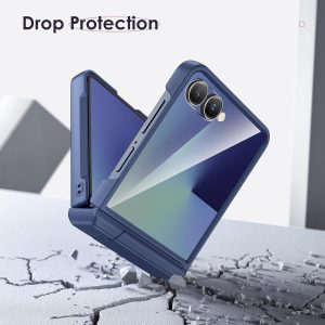 Maxdara Funda magnética para Galaxy Z Flip 7, compatible con MagSafe, soporte oculto, protector de pantalla integrado, protección de bisagra, cubierta de teléfono para Samsung Galaxy Z Flip 7, azul