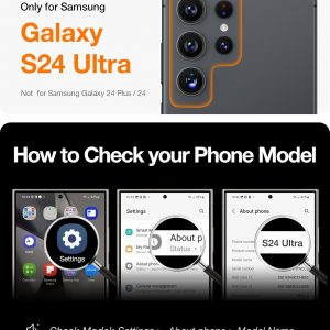 TORRAS Fuerte soporte magnético y sin costuras para Samsung Galaxy S24 Ultra, apto para MagSafe, protección contra caídas de grado mil, soporte para Samsung Galaxy S24 Ultra, parte trasera translúcida/borde negro