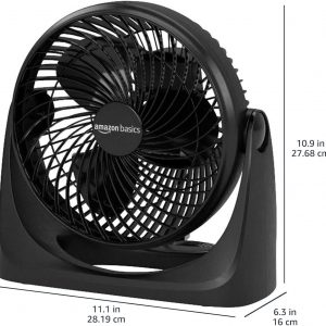 Amazon Basics Ventilador circulador de aire, ventilador de escritorio para dormitorio, hogar y oficina, con cabezal de inclinación de 90 grados, 3 ajustes de velocidad, ligero (3 libras), 35 vatios