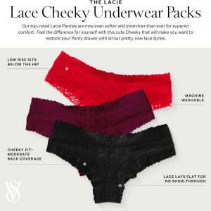 Victoria's Secret Women's Lace Cheeky Underwear, Minimal Coverage Panties for Women, Multi Pack (XS-XXL)