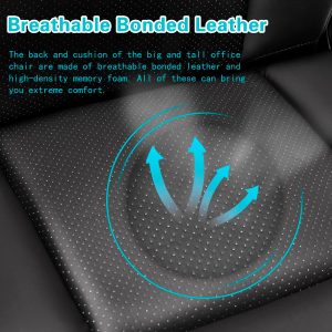 500lbs Big and Tall Office Chair, Heavy Duty Office Chair for Heavy People, High Back Executive Desk Chair with Adjustable Lumbar Support,Quiet Rubber Wheel,Pocket Spring Cushion