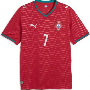 PUMA Mens Portugal 2026 Home Player V-Neck Short Sleeve Replica Jersey Casual - Red