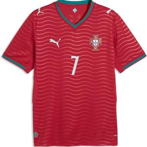 PUMA Mens Portugal 2026 Home Player V-Neck Short Sleeve Replica Jersey Casual - Red
