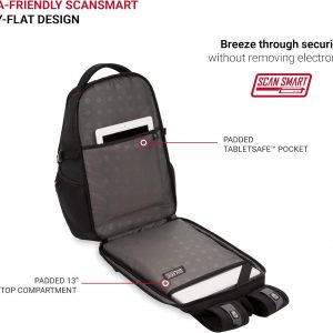 SwissGear 1900 Scansmart Mini/Slim Version, Fits Most 13 Inch Laptops and Tablets, TSA Friendly Backpack, Black
