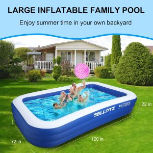 Piscina inflable para niños y adultos, 120 x 72 x 22 pulgadas, piscina familiar gruesa de gran tamaño para niños pequeños, al aire libre, jardín, patio trasero, fiesta acuática de verano