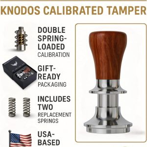 58.5mm Espresso Tamper – Rosewood Handle, Self-Leveling & Double Spring Loaded Calibrated Design Fits 58mm Portafilter Basket for Precise Consistent Shots