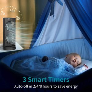 Dr. Prepare Desk Fan Tower Fan Cooling Fan, Portable Oscillating Fan with 3-Speed Options, Dual Air Circulation, 110° Oscillation, 3 Timers, Table Fan for Bedroom Dorm Room Office Desktop, 13 inch