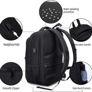Monsdle Travel Laptop Backpack Anti Theft Backpacks with USB Charging Port, Travel Business Work Bag 15.6 Inch College Computer Bag for Men Women, Black | USB Charging Port, College Computer Bag
