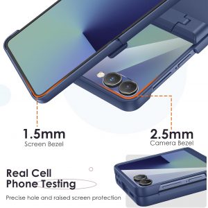 Maxdara Funda magnética para Galaxy Z Flip 7, compatible con MagSafe, soporte oculto, protector de pantalla integrado, protección de bisagra, cubierta de teléfono para Samsung Galaxy Z Flip 7, azul