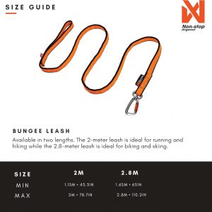 Non-stop dogwear Bungee Leash Elastic Dog Leash for Sports Like Running, Biking and Skiing with Dogs, Black/Orange, Size 2.8 m / 23 mm