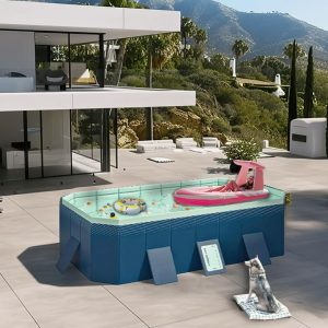 Piscina plegable, piscina grande al aire libre no inflable para niños y adultos, piscina familiar de PVC antideslizante, fiesta acuática de verano para exteriores, jardín, patio trasero (pequeña)