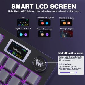 AULA Teclado mecánico inalámbrico S98 Pro con pantalla y perilla, 2.4 GHz/USB-C/BT5.0 Teclado cremoso intercambiable en caliente, interruptores lineales prelubricados, teclas PBT impresas laterales