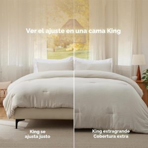 Bedsure Juego edredón suave prelavado tamaño King, para todo el año, cálido relleno alternativo GentleSoft™, 1 edredón ligero (104x90 pulgadas) y 2 fundas almohada (20x36 pulgadas), beige, 3 piezas