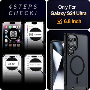 Magnetic for Samsung Galaxy S24 Ultra Case[Compatible with MagSafe][Built-in Invisible Kickstand][Military Grade Shockproof]Slim Translucent Matte Phone Case for Samsung Galaxy S24 Ultra 6.8"