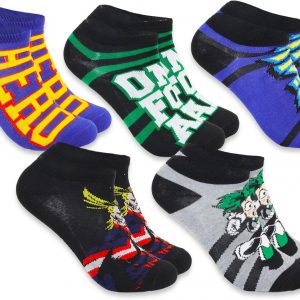 My Hero Academia Calcetines para mujer – 5 pares de marcadores de tamaño invisible 4-10 Plus | Set de regalo de ropa para mujeres, adolescentes, Varios colores