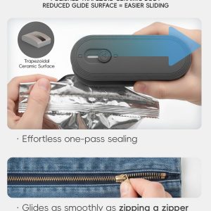 Mini Bag Sealer with Cutter and Magnet, 1800mAh Rechargeable Bag Resealer Handheld, Portable Heat Sealer for Heavy-Duty Plastic Snack & Chip Bags, Upgraded, Gift for Women, Food Saver, Kitchen Storage