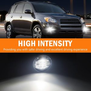 LED Fog Lights for 2009 2010 2011 2012 Toyota Rav4,Fog lights Replacement Assembly,Front Driving Fog Lamps Kits with Wiring Harness Switch,Clear Lens
