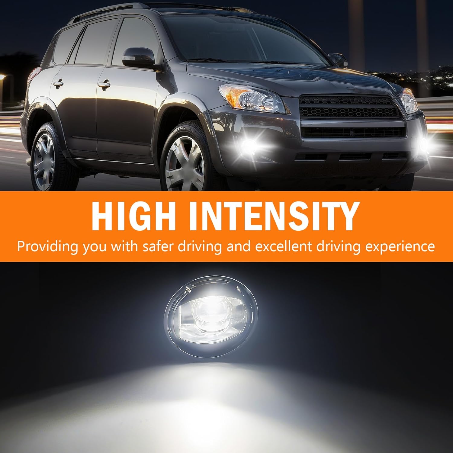 LED Fog Lights for 2009 2010 2011 2012 Toyota Rav4,Fog lights Replacement Assembly,Front Driving Fog Lamps Kits with Wiring Harness Switch,Clear Lens