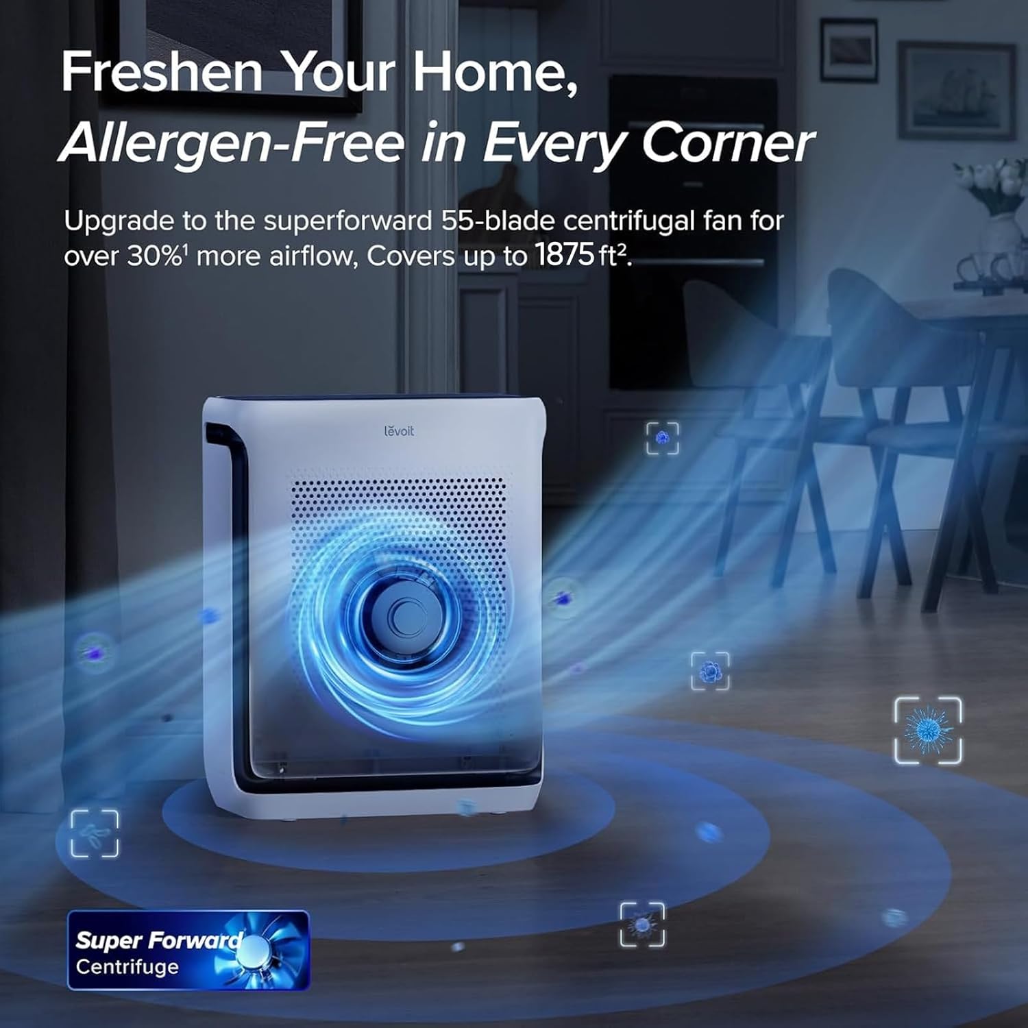 LEVOIT Purificadores de aire para el hogar, habitación grande de hasta 1875 pies cuadrados, con prefiltro lavable, verificación AHAM, monitor de calidad del aire, modo de sueño HEPA para alergias, pelo de mascotas en el dormitorio, Vital 200S-P, color blanco