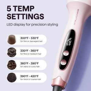 Wavytalk Thermal Brush, Blowout Boost 1.5 inch Heated Round Brush for Blowout Look, Dual Voltage, Pink, Sakura, Tourmaline Ceramic, Negative Ion Technology, 5 Temperature Settings, Less Damage