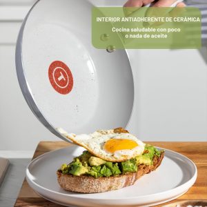 T-fal Refresh Ceramic, juego de utensilios de cocina antiadherentes de cerámica, 20 piezas, apto para horno 350F, juego de cocina con bandeja para huevos, sartenes, cacerolas, plancha, horno holandés,