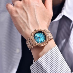 Pagani Design - Reloj automático para hombre 1728 - Esfera poligonal, cristal de zafiro, resistente al agua hasta 100 m, brazalete de acero inoxidable
