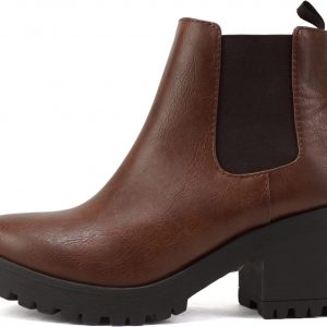 Soda Top Shoes Jaber Ankle Boot W Lug Sole Elastic Gore and Chunky Heel