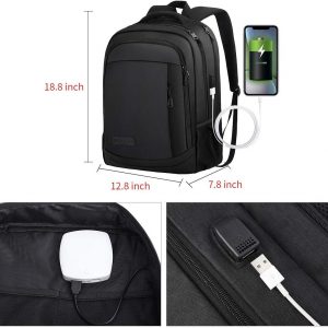 Monsdle Travel Laptop Backpack Anti Theft Backpacks with USB Charging Port, Travel Business Work Bag 15.6 Inch College Computer Bag for Men Women, Black | USB Charging Port, College Computer Bag