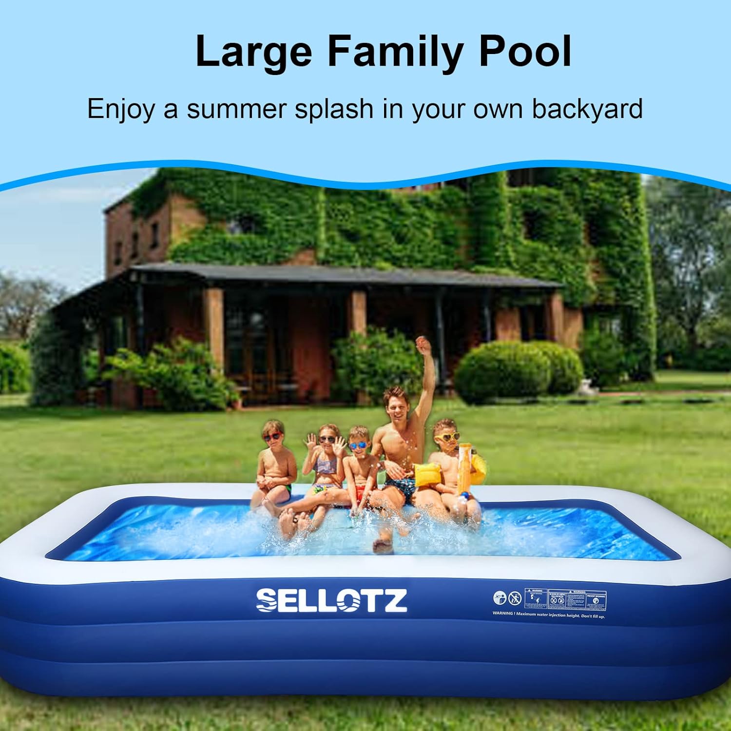 Piscina inflable para niños y adultos, 120 x 72 x 22 pulgadas, piscina familiar gruesa de gran tamaño para niños pequeños, al aire libre, jardín, patio trasero, fiesta acuática de verano