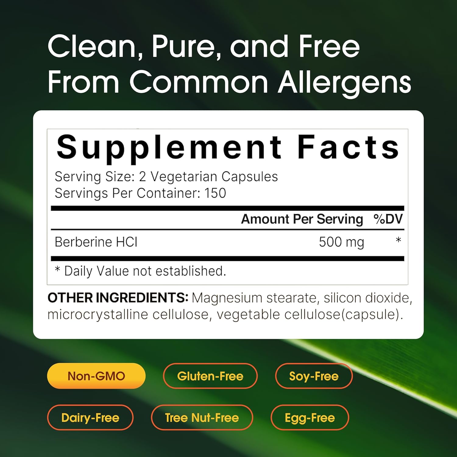 Suplemento de Berberina NatureBell 500mg | 300 Cápsulas Vegetarianas, 97% Berberina HCL Pura – Extracto de Raíz 5:1 – Basado en Plantas, Vegano, Sin OMG