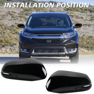 Left and Right Side Mirror Cap Covers With Trun Signal Compatible With 2017-2022 Honda CR-V CRV,2016-2022 Honda HRV HR-V Side Outer Rearview Wing Mirror Cap Black Replace#76201-T1W-A01(2PC)