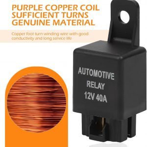 12V 40A Relay, Auto Replacement Parts 4 Pin Relay, Universal Car Vehicle Motor Fuse Motor Switch Power for Fog Driving Light Wire Wiring Harness YL-388-S (Black)