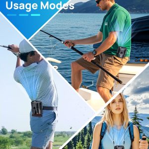 Portable Personal Waist Fan& Neck Fan, 14000RPM Brushless Motor, 40H Runtime Rechargeable, 6-Speed Quiet Operation, Clip-On Personal Body Cooling for Camping/Worksites/Outdoor