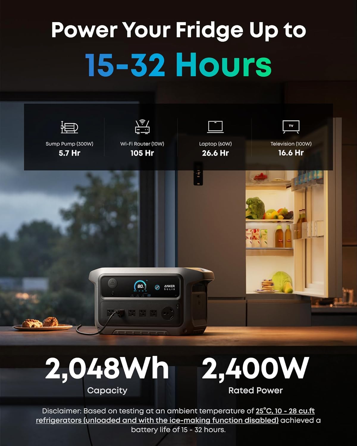 Anker SOLIX C2000 Gen 2 Estación de energía portátil con batería de expansión, generador solar de 2,400 W (pico de 4,000 W), carga completa en 58 min, batería LiFePO4 de 4096Wh para respaldo del hogar