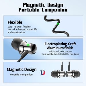 Auriculares USB C para Samsung S25 S24 S23 Ultra FE S22 A55 A54 Auriculares con Cable Magnéticos Intrauditivos Tipo C con Micrófono Control de Volumen Auriculares Estéreo con Cancelación de Ruido para