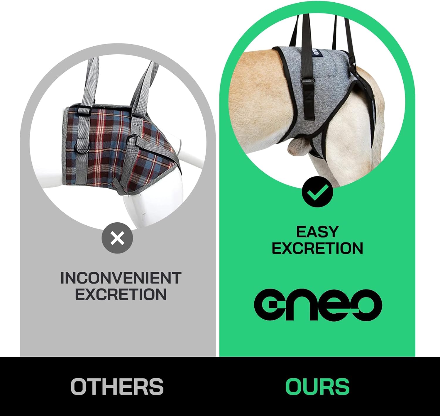Arnés de elevación Cneo para perros, cabestrillo para perros medianos y grandes, arnés ajustable para perros para patas traseras, arnés para mascotas con diseño cómodo y acolchado para perros ancianos
